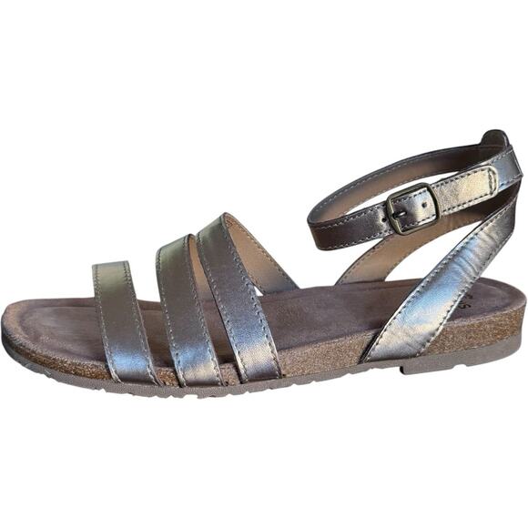 NWT Earth Origin Leesa Wide Ankle Strap Sandals Argon Metallic Women's Size 8.5 - Picture 3 of 14
